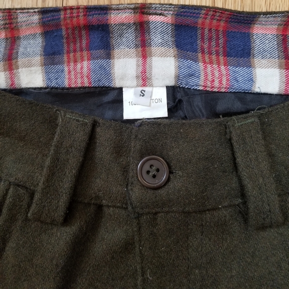 Korean Brand Olive Dark Green Winter Shorts Cotton Cuffed Dress Shorts with belt - Picture 3 of 8